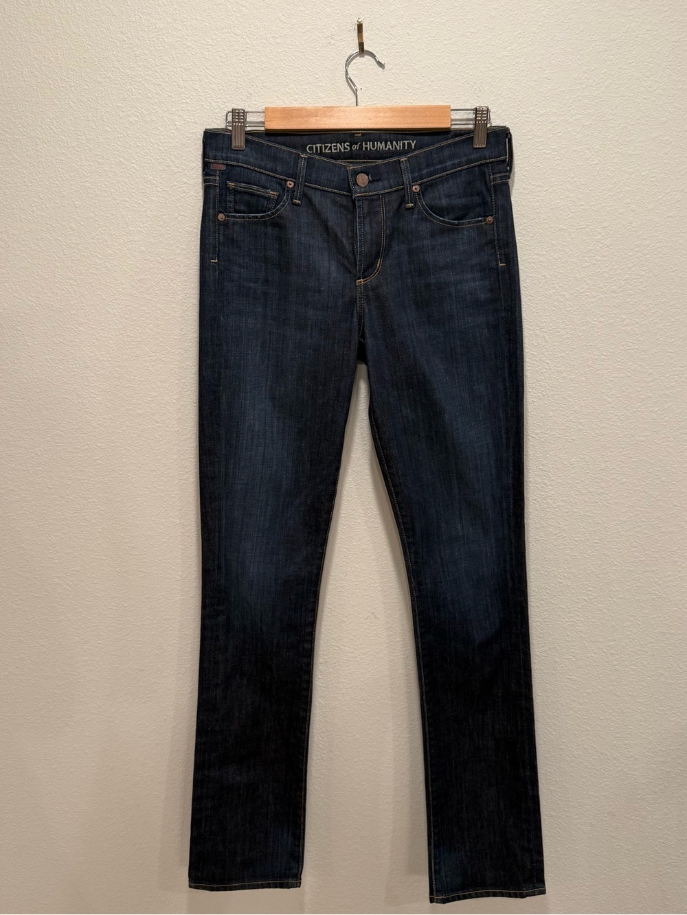 Citizens Of Humanity Dark Blue Elson Medium Rise Straight Leg Jeans Sz Small